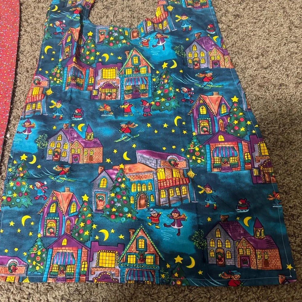 2 Baby Bibs Reversible Handmade Long Christmas Calico Flannel